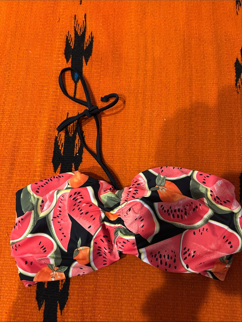 Freya 32DDD Watermelon Print Bandeau Swim Top - Pink/Black